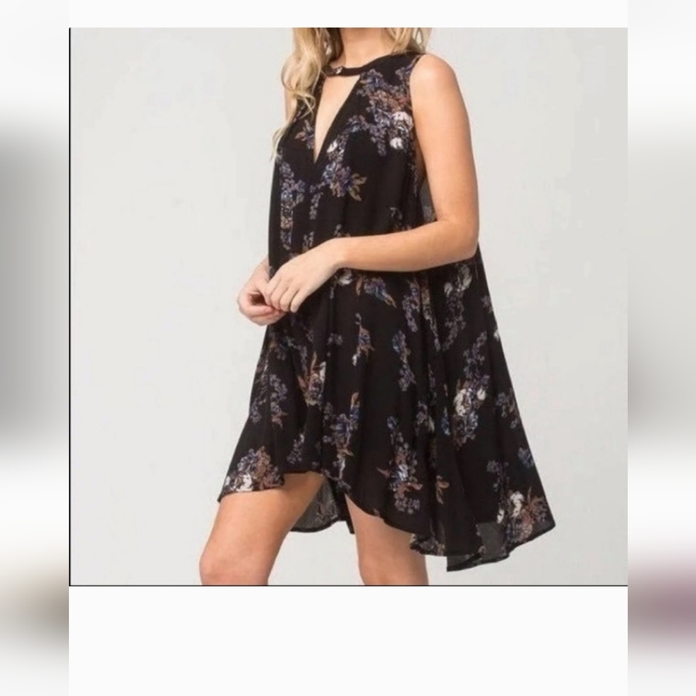 Bohemian Black Floral Dress